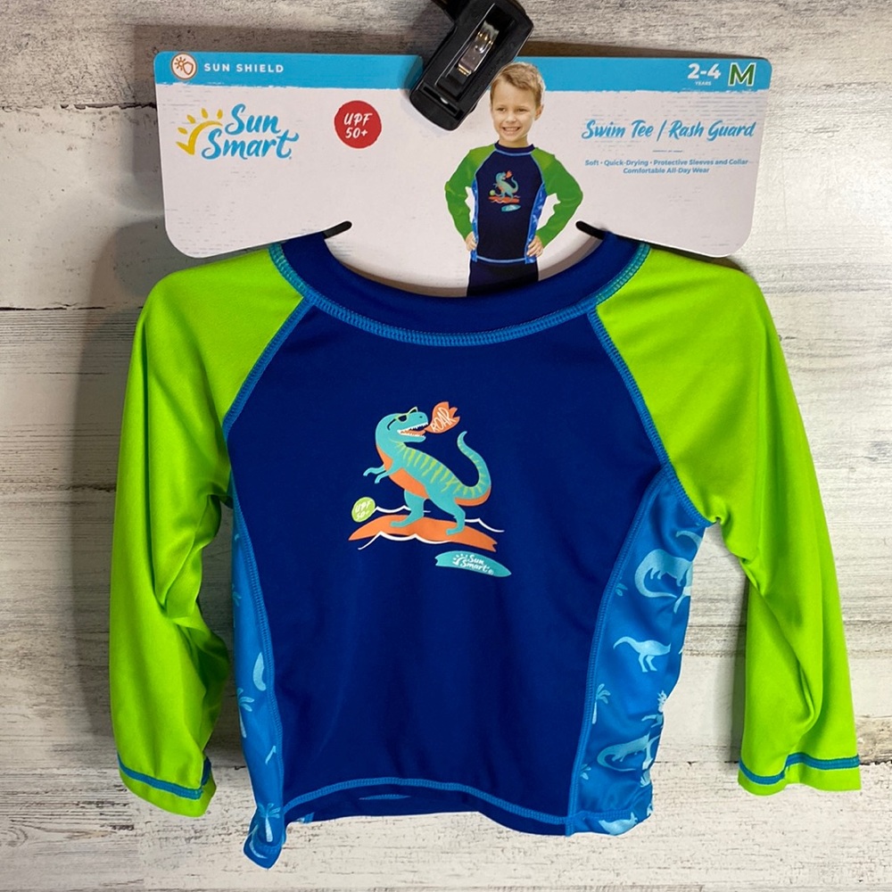 Dino Long Sleeve Swim Shirt Size M (2-4 Years) NEW